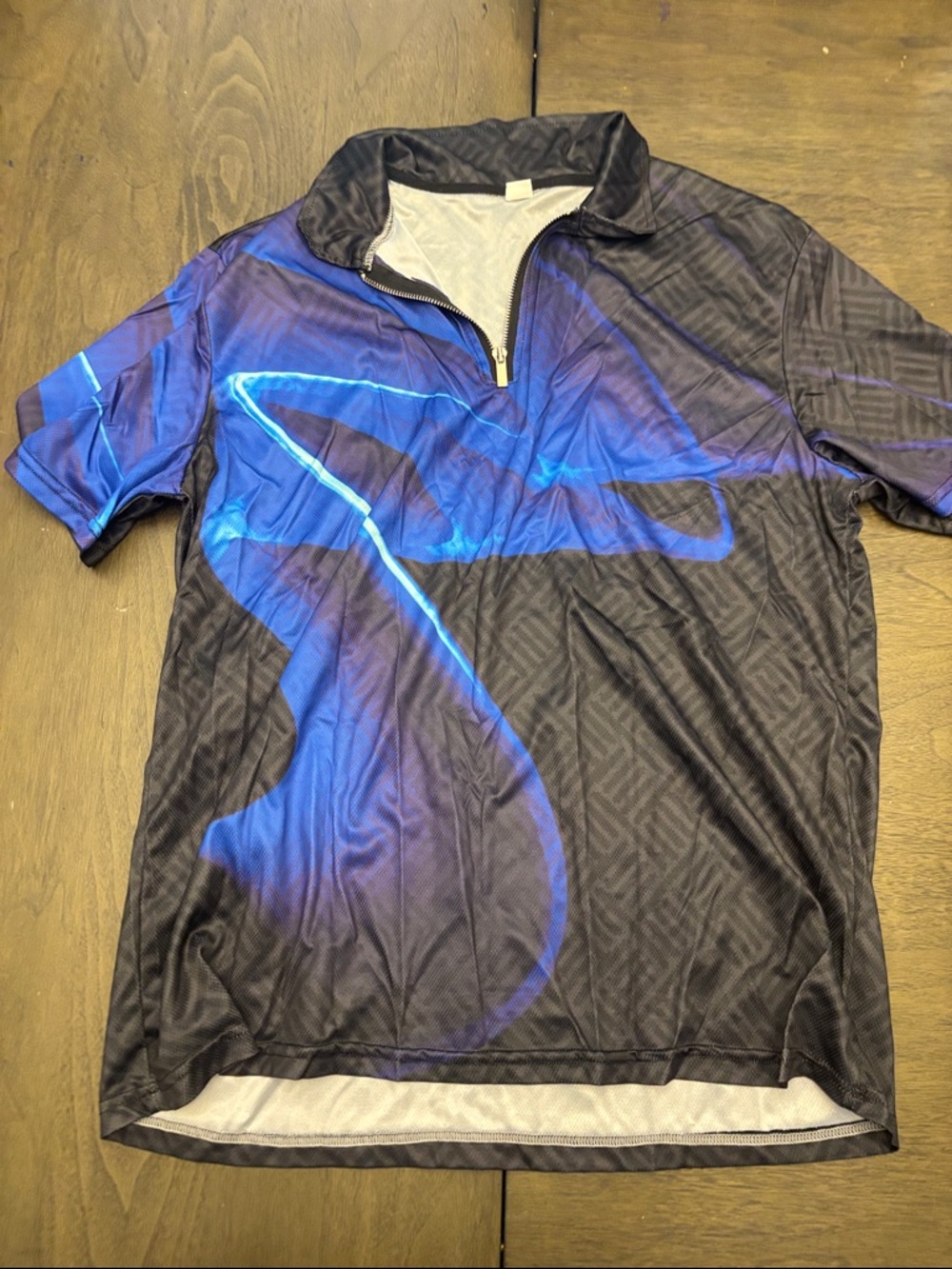 Men's Black and Blue Quarter-Zip Athletic Shirt